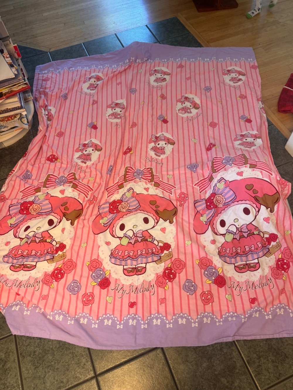 3 piece set My melody hello kitty set duvet cover fitted sheet pillowcases